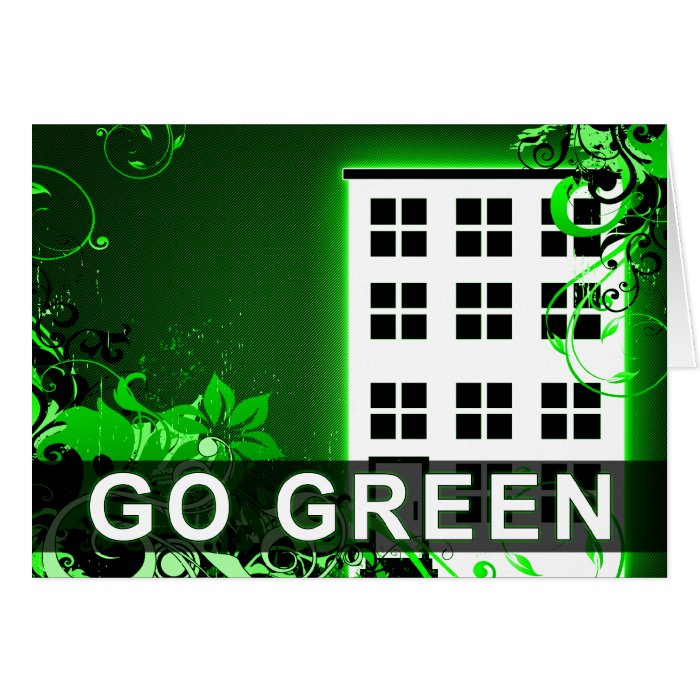 go green  hi fi building greeting card