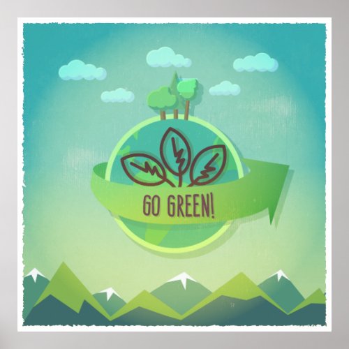 Go Green illustration Poster
