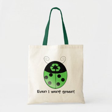 Go green!, ladybug tote bag