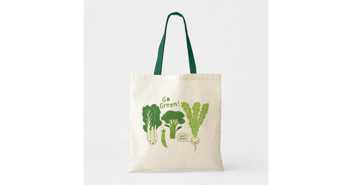 Go Green! (Leafy Green!) Happy Garden Veggies Tote Bag