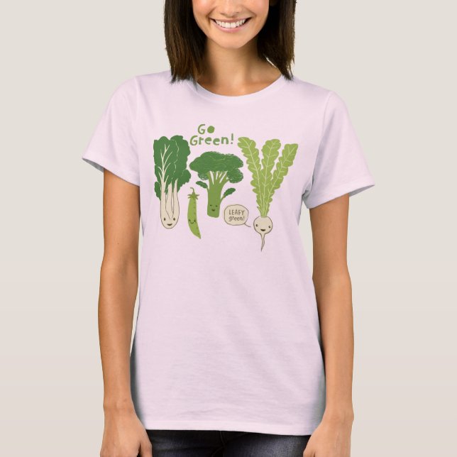 Go Green! Leafy Green Vegetables | Cute Veggies T-Shirt (Front)