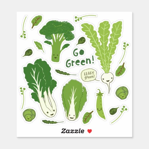 Go Green Leafy Green Veggies Garden Vegetables Sticker