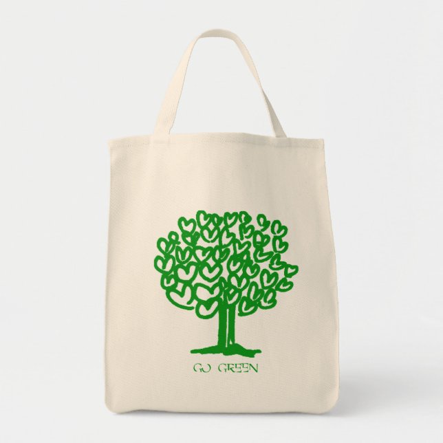 Go Green Organic Grocery Tote Bag (Front)