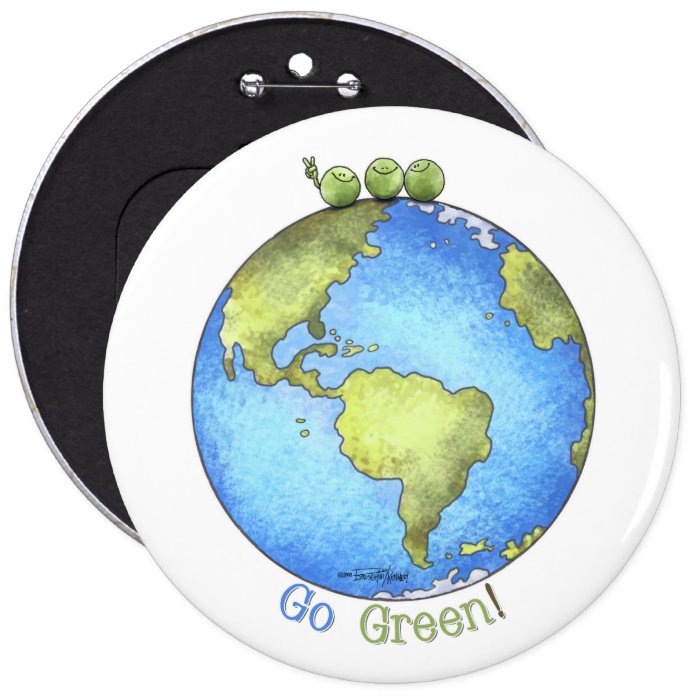 Go Green   Peace on Earth button