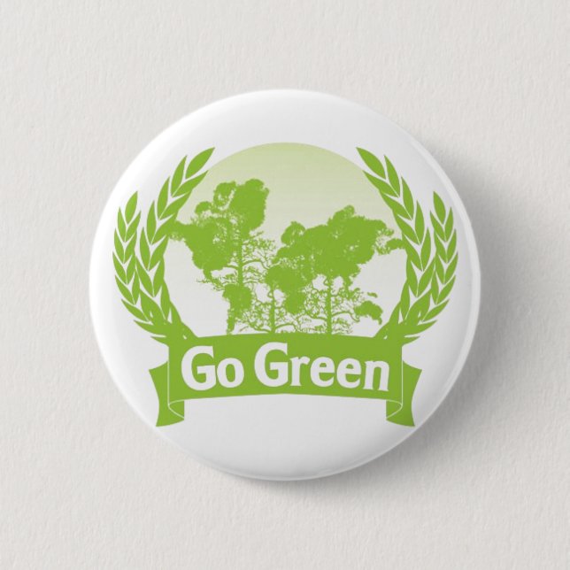Go Green Pinback Button (Front)