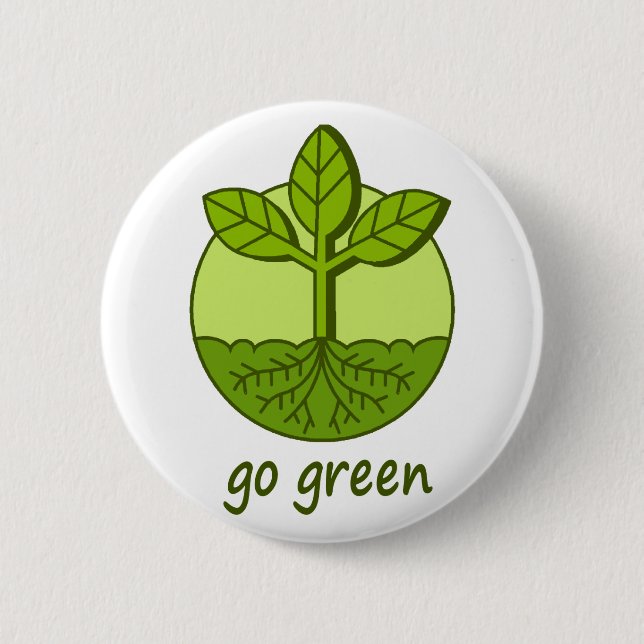 Go Green Pinback Button (Front)