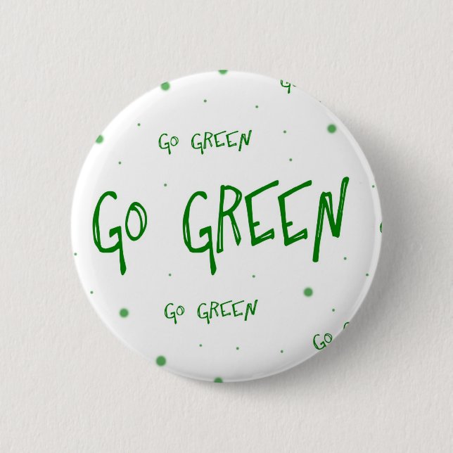 Go Green Pinback Button (Front)