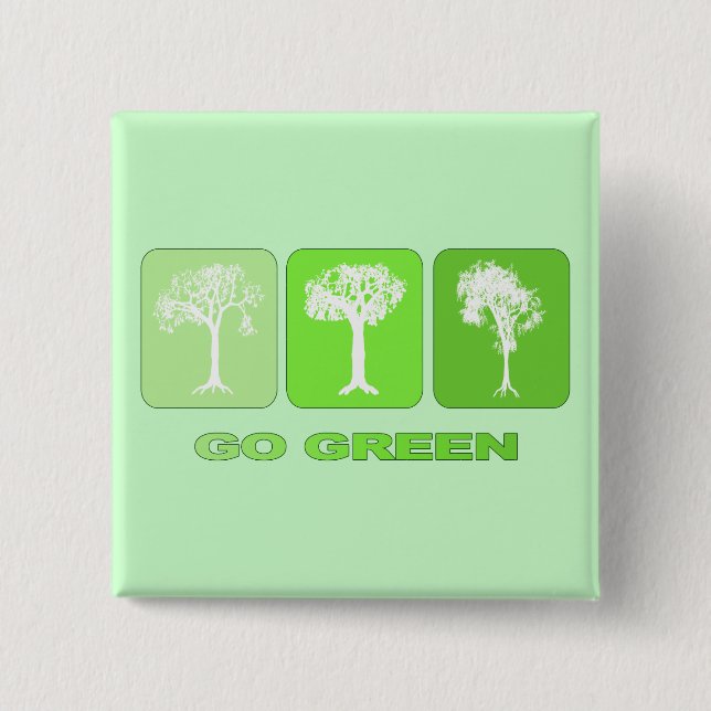 Go Green Pinback Button (Front)