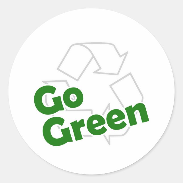 go green recycle classic round sticker (Front)