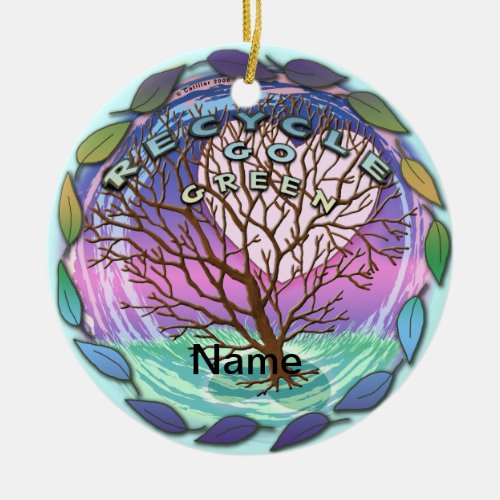 Go Green Recycle custom name ornament