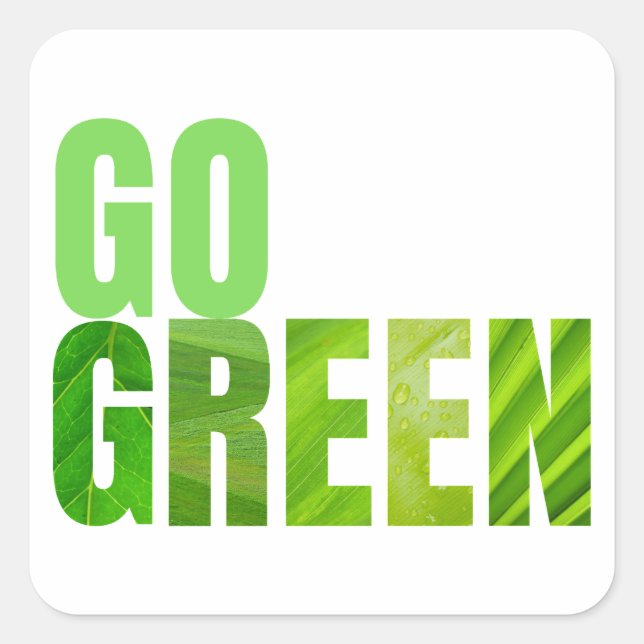 Go Green Square Sticker (Front)