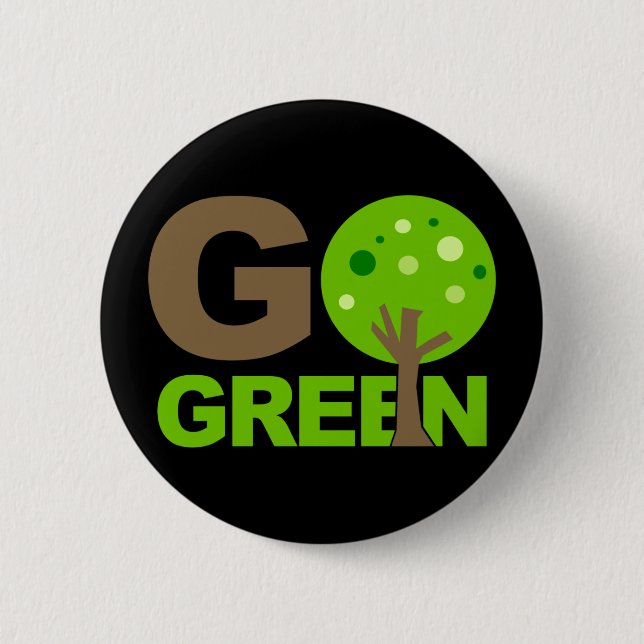 Go Green Tree Recycle Button (Front)
