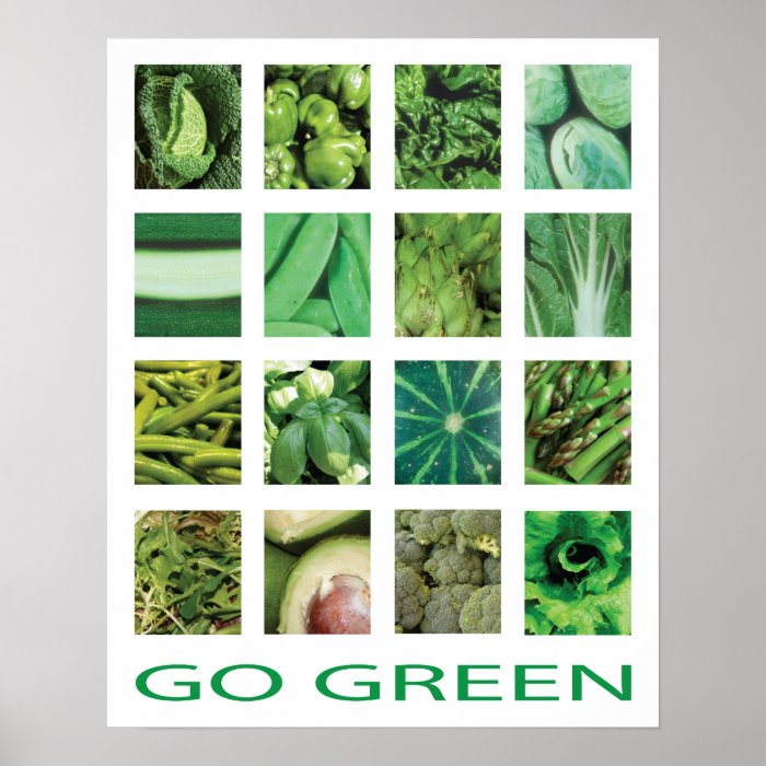 Go Green Vegetables Kitchen Art Poster