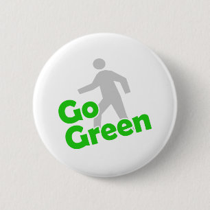 go green walk pinback button