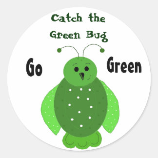 Go Green With The Green Bug Classic Round Sticker