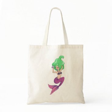 Go green with this lovely, green haired mermaid! tote bag Go green with this lovely, green haired mermaid! tote bag