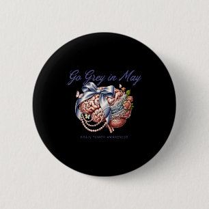 Go grey in may brain tumor awareness floral bow button