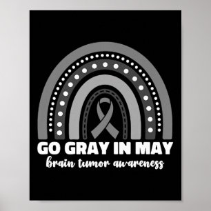Go Grey In May Brain Tumor Awareness Month Rainbow Poster