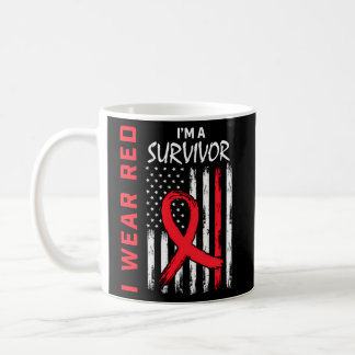 Go I Wear Red Heart Disease Survivor Usa Flag Coffee Mug