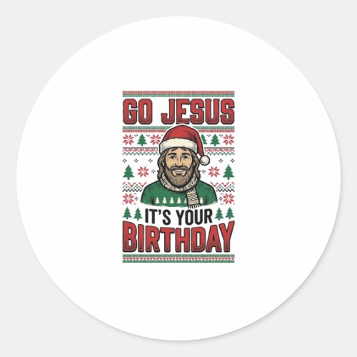 Go Jesus Christmas Birthday Vintage Shirt Classic Round Sticker
