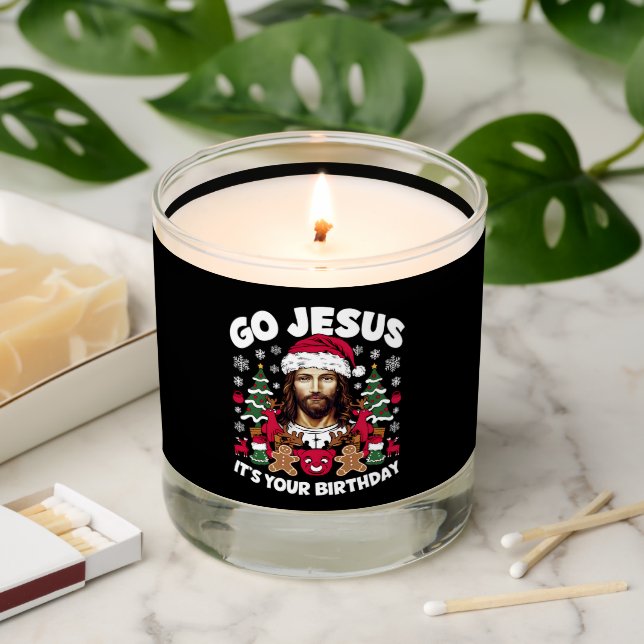 Go Jesus It's Your Birthday Ugly Christmas Sweater Scented Candle (Lit)