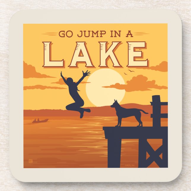 Go Jump In A Lake Beverage Coaster (Front)