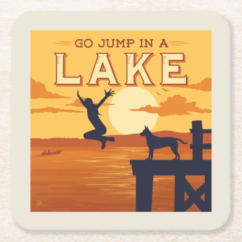 Go Jump In A Lake Square Paper Coaster