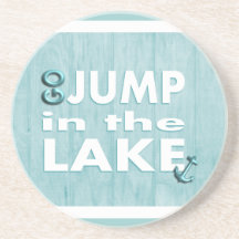 Go Jump in the Lake Thirsty Drink Coaster in Blue