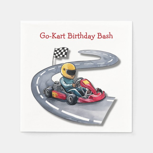 Go-Kart Birthday Bash Napkins (Front)