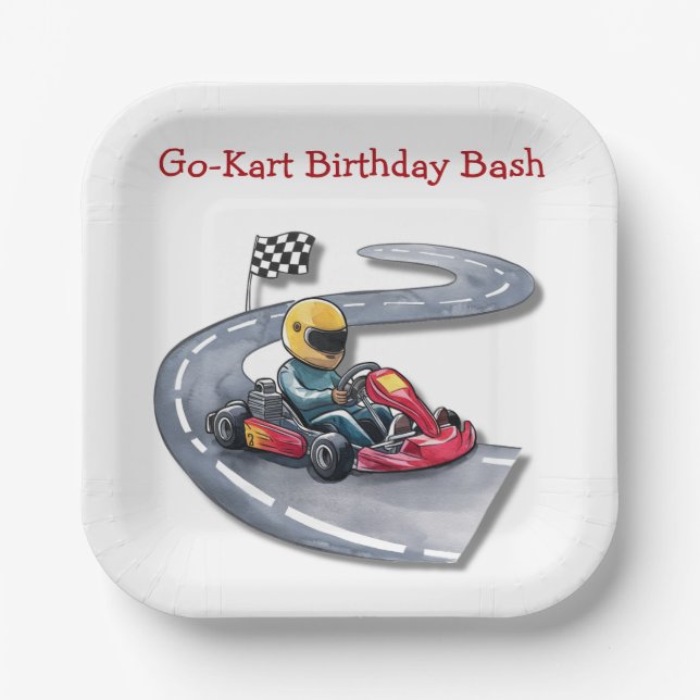 Go-Kart Birthday Bash Paper Plates (Front)