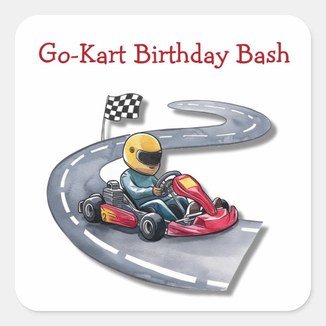 Go-Kart Birthday Bash Square Sticker (Front)