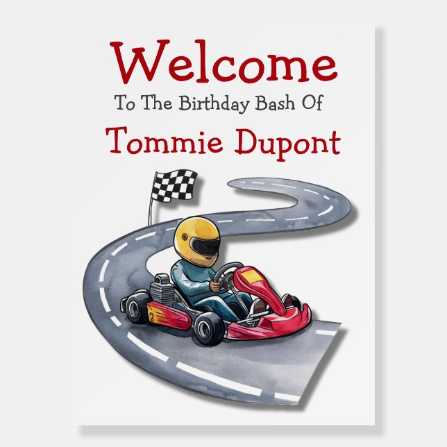 Go-Kart Birthday Bash Welcome Sign (Front)