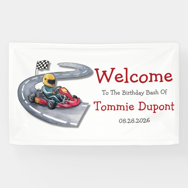 Go-Kart Birthday Bash Welcome Sign Banner (Horizontal)