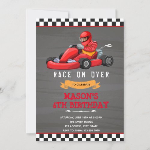 Go kart birthday party invitation