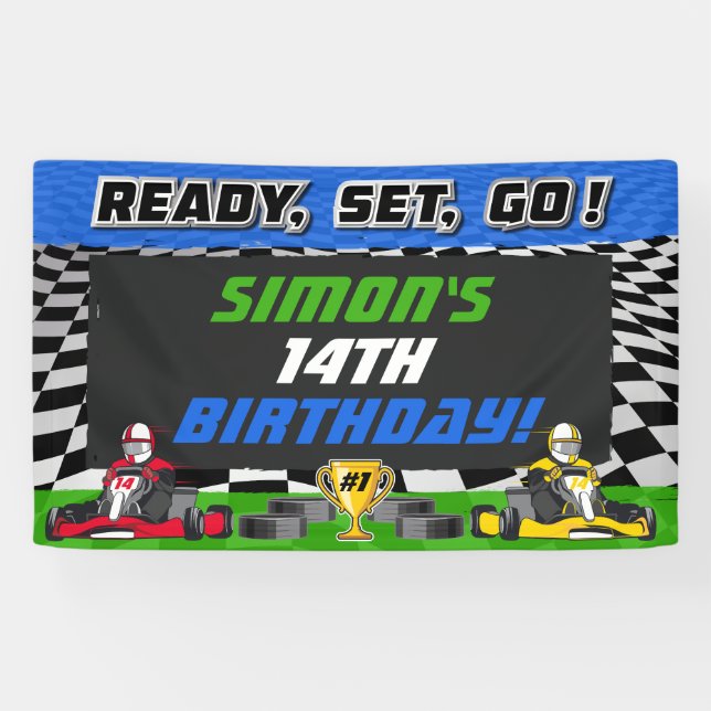 Go Kart Birthday Party Racing  Banner (Horizontal)