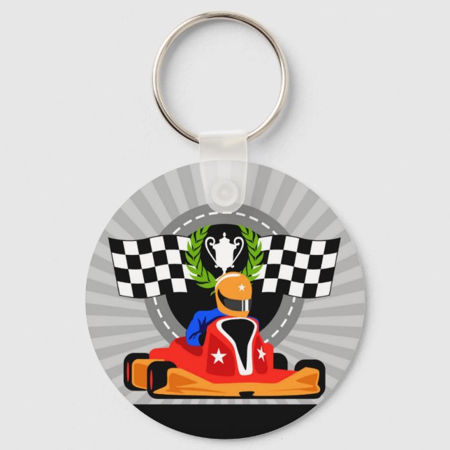 Go Kart button Key ring birthday favor gift (Front)