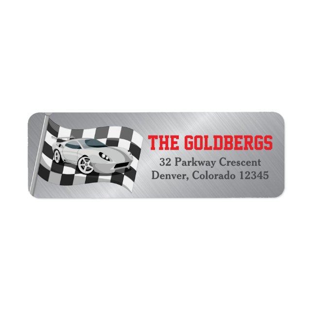 Go-Kart Car Racing Bar Mitzvah Address Label (Front)