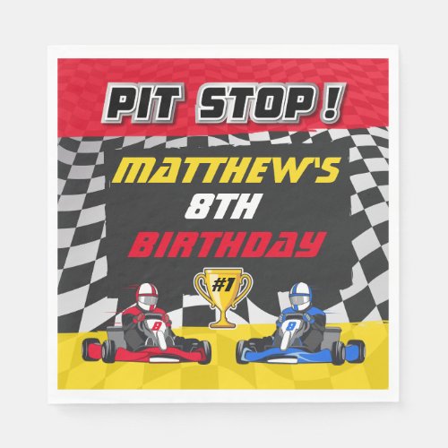 Go Kart Checkered Flag Birthday Napkins