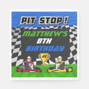 Go Kart Checkered Flag Birthday Napkins