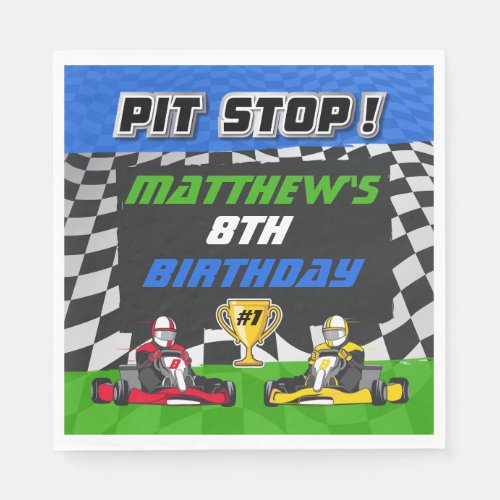 Go Kart Checkered Flag Birthday Napkins