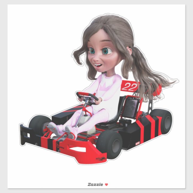 Go-Kart Girl Sticker (Sheet)