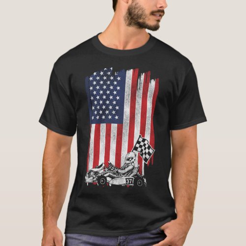 Go Kart Go Kart American Flag American Flag T_Shirt