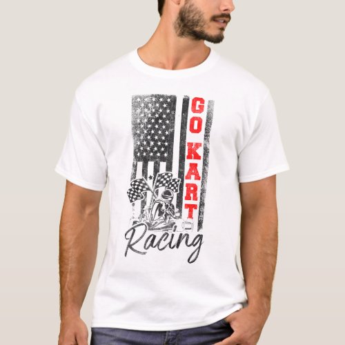 Go Kart Go Kart Racing American Flag Vintage T_Shirt