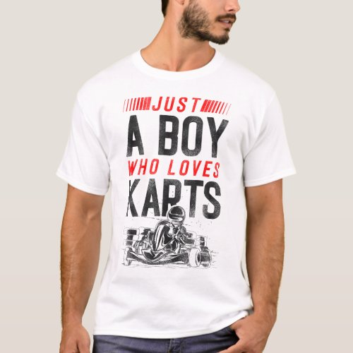 Go Kart Just A Boy Who Loves Go Kart Boy Vintage T_Shirt