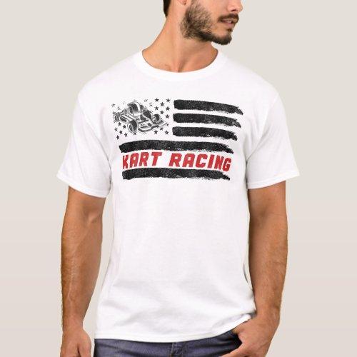 Go Kart Kart Racing American Flag Vintage T_Shirt