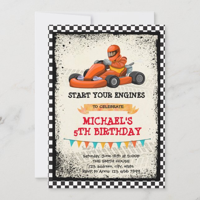 Go kart party invitation (Front)