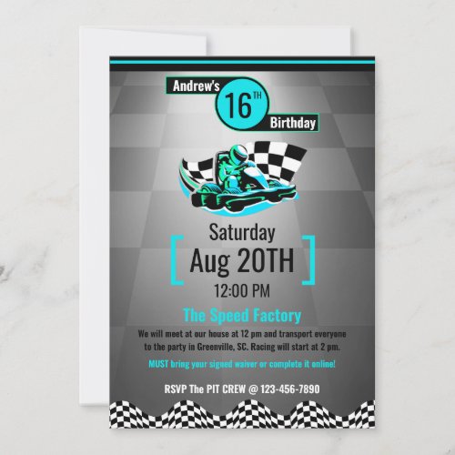 Go_Kart Party Invitation _ Blue Speed Racer