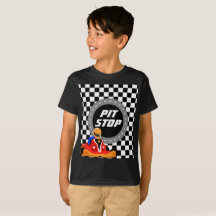 go kart party pit stop kids tshirt