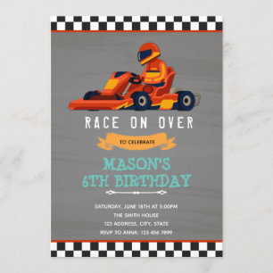 Go kart race car birthday invitation