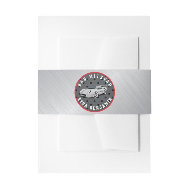 Go-Kart Race Car Racing Bar Mitzvah Invitation Belly Band (Front Example)